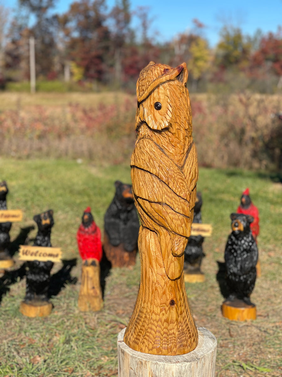 Large Owl Carving, Wood Chainsaw Art I Saw It in MN I Saw it in MN